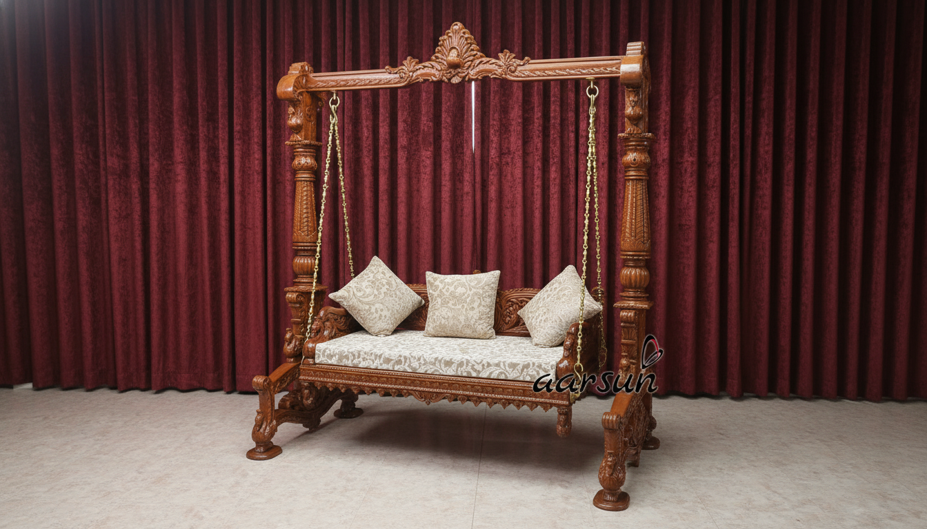 Spacious Bench Style Wooden Swing For Family